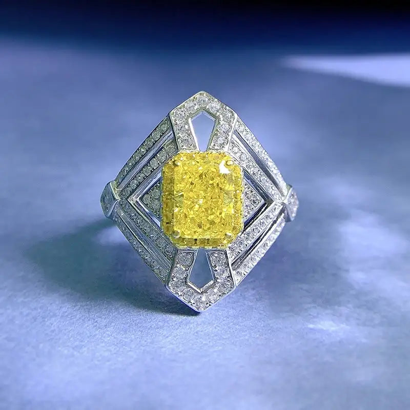 Radiant Engagement Ring 6*8 925 Silver High Carbon Diamond