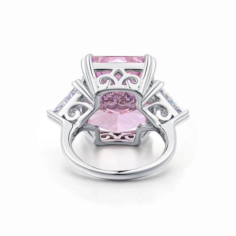Radiant Engagement Ring 925 Silver High Carbon Diamond