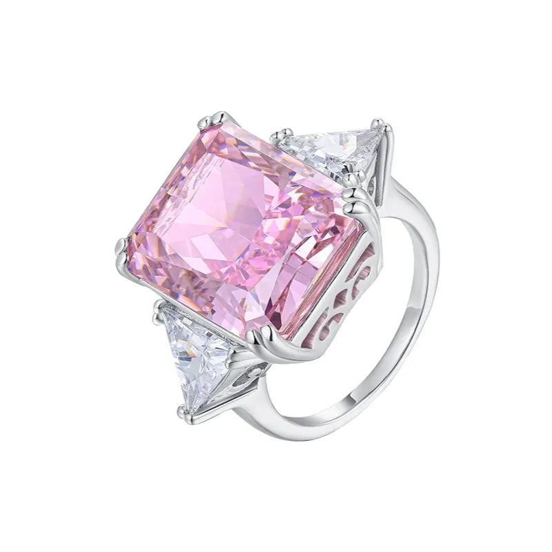 Radiant Engagement Ring 925 Silver High Carbon Diamond