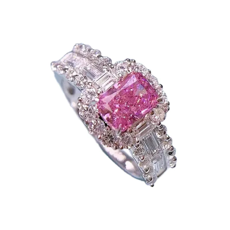Radiant Engagement Ring 5*7 925 Silver High Carbon Diamond
