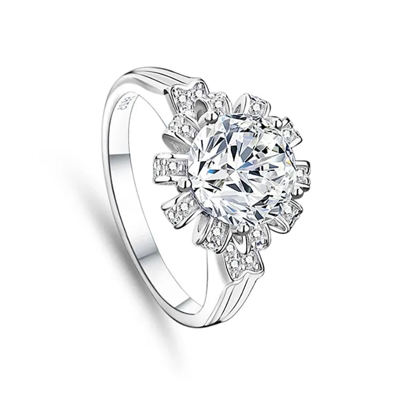 Round Engagement Ring 2ct 8mm 925 Silver Moissanite