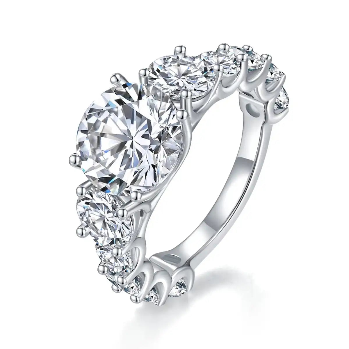 Round Engagement Ring 8ct 10mm 925 Silver Moissanite