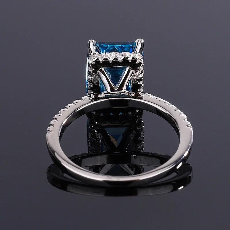 Asscher Engagement Ring 8*11 925 Silver High Carbon Diamond