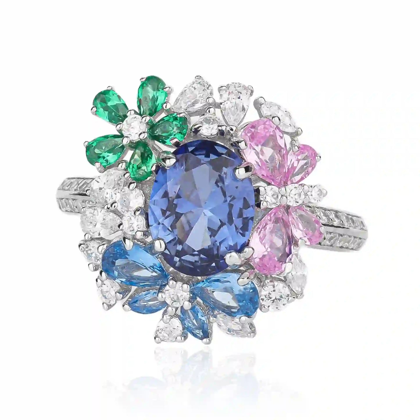 Oval Engagement Ring 7*9mm 925 Silver Cultivated Gems