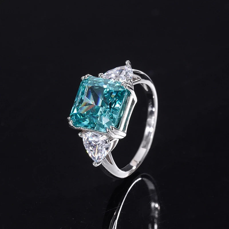 Princess Engagement Ring 5ct 10*10 925 Silver High Carbon Diamond