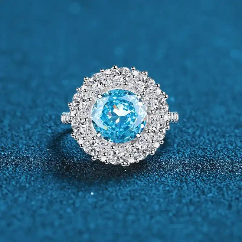 Round Engagement Ring 3ct 9mm 925 Silver High Carbon Diamond