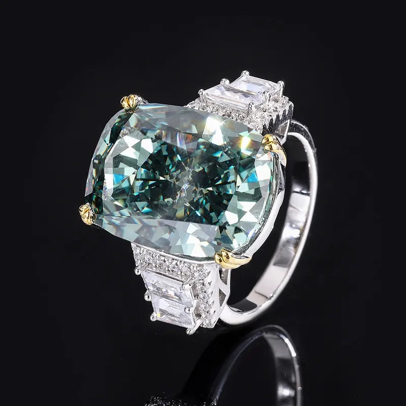 Cushion Engagement Ring 13*18 925 Silver High Carbon Diamond