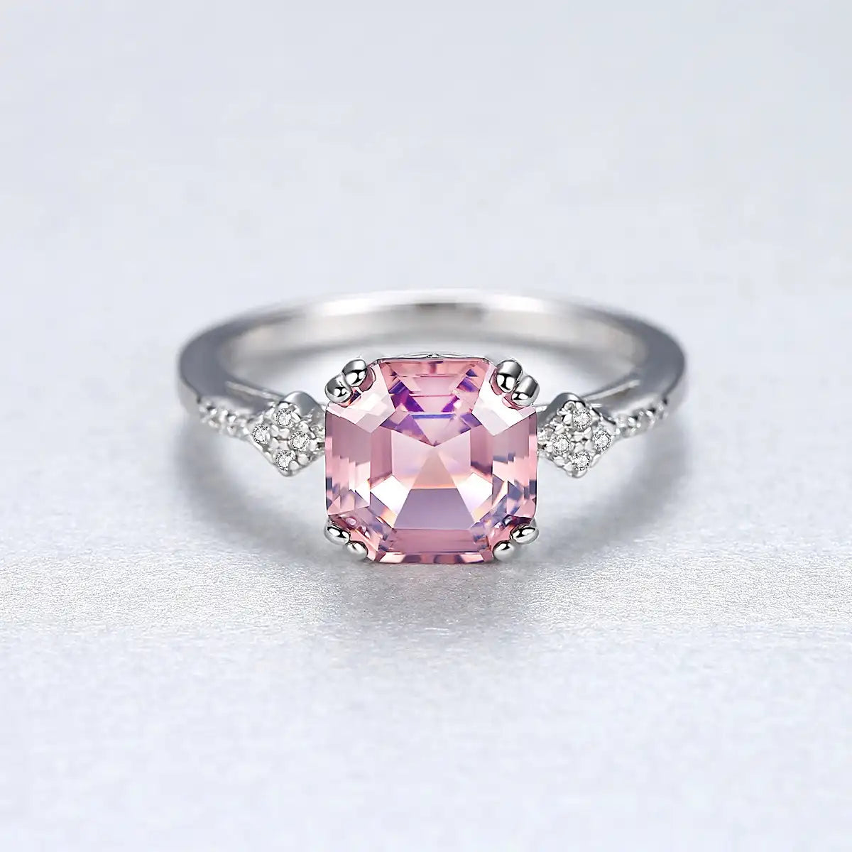 Asscher Engagement Ring 7*8 925 Silver High Carbon Diamond