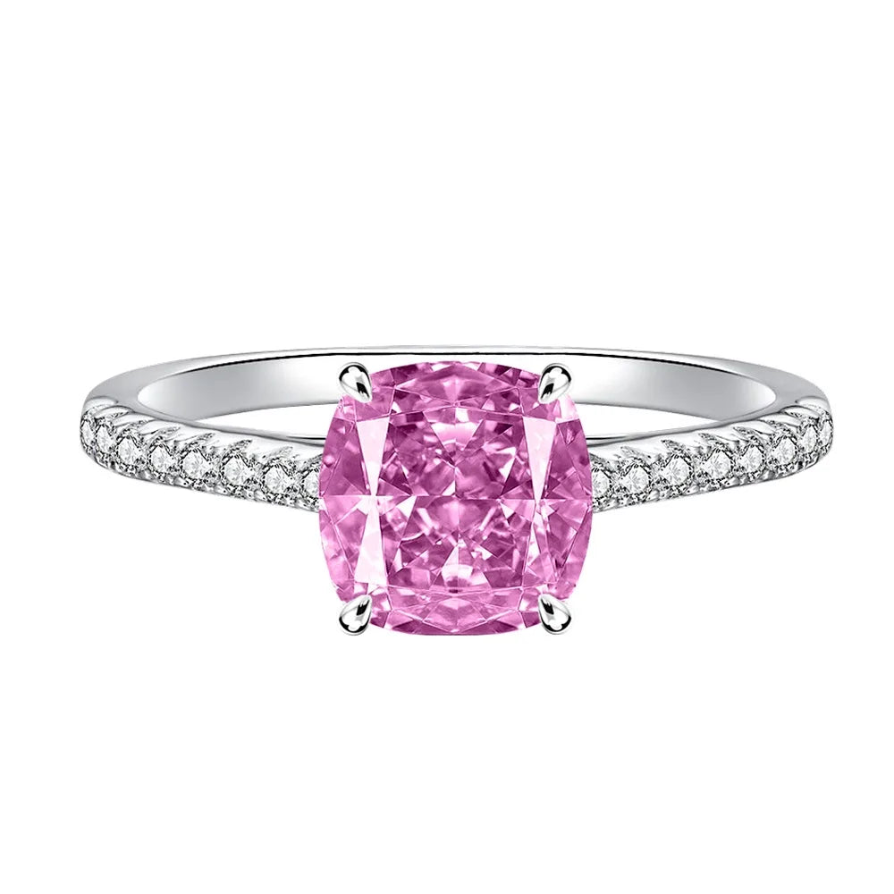 Cushion Engagement Ring 4.5ct 8*8 925 Silver High Carbon Diamond