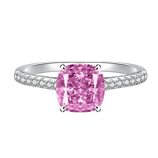 Cushion Engagement Ring 4.5ct 8*8 925 Silver High Carbon Diamond