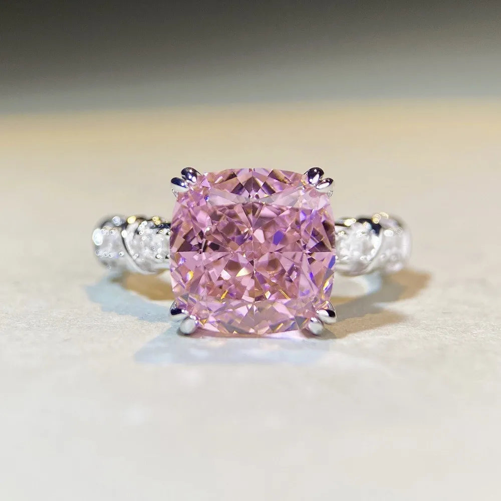 Cushion Engagement Ring 5ct 10*10 925 Silver High Carbon Diamond