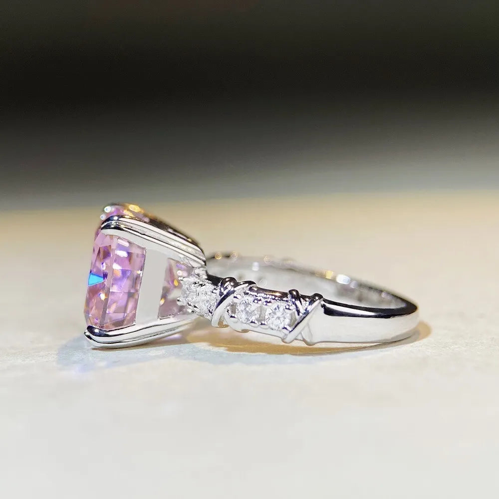 Cushion Engagement Ring 5ct 10*10 925 Silver High Carbon Diamond