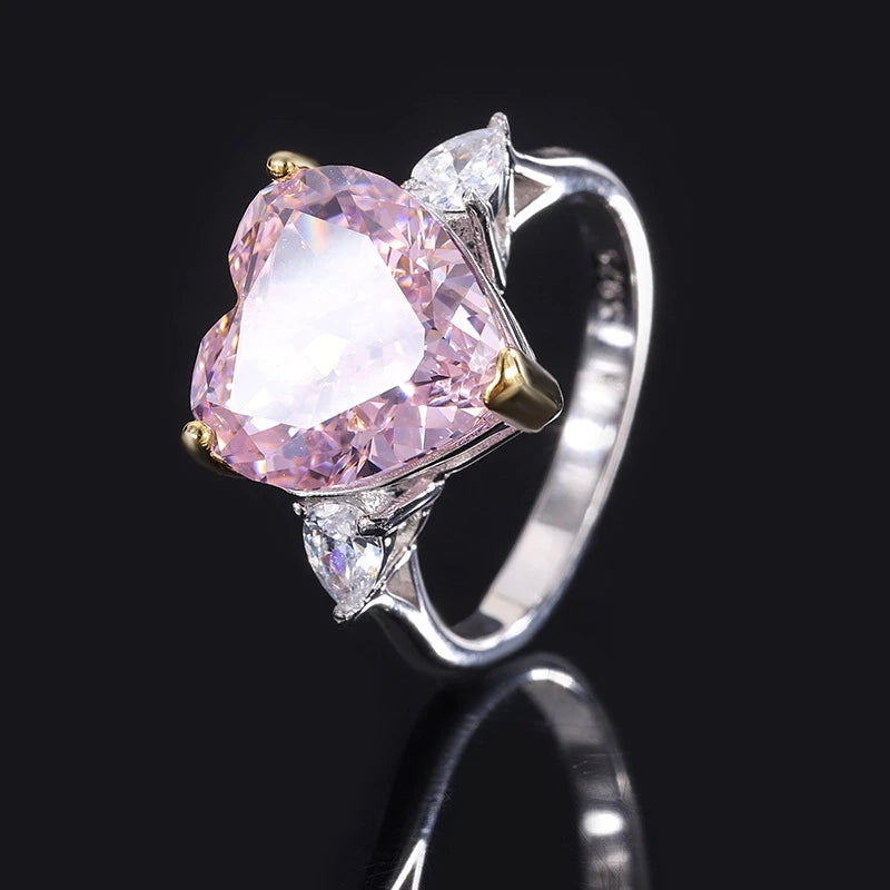 Heart Engagement Ring 12*12 925 Silver High Carbon Diamond