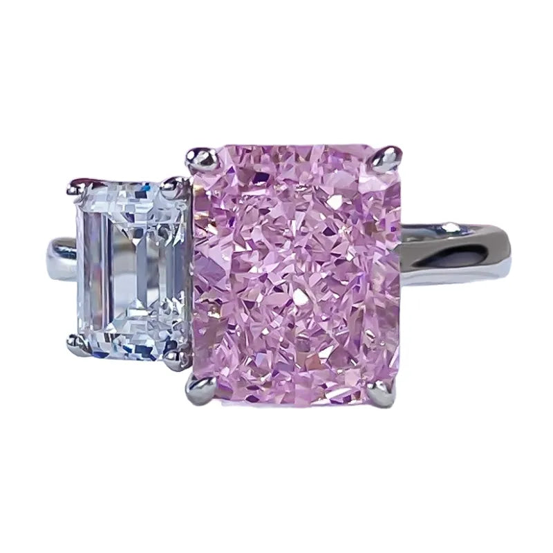 Radiant Engagement Ring 8*10 925 Silver High Carbon Diamond