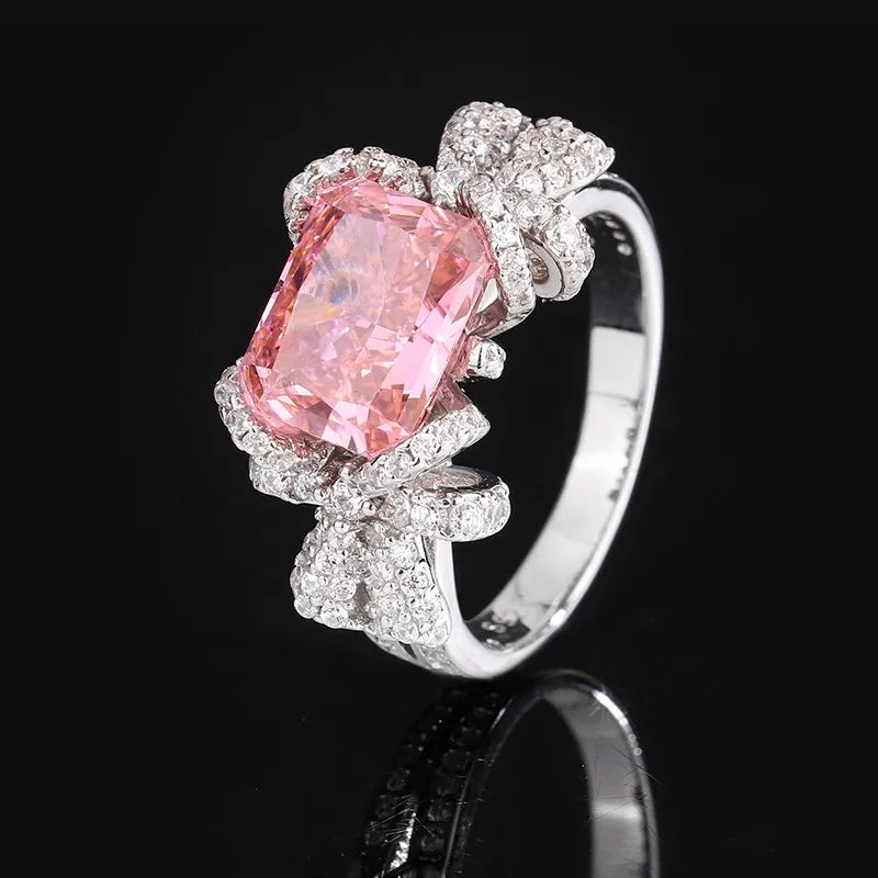 Radiant Engagement Ring 8*10 925 Silver High Carbon Diamond