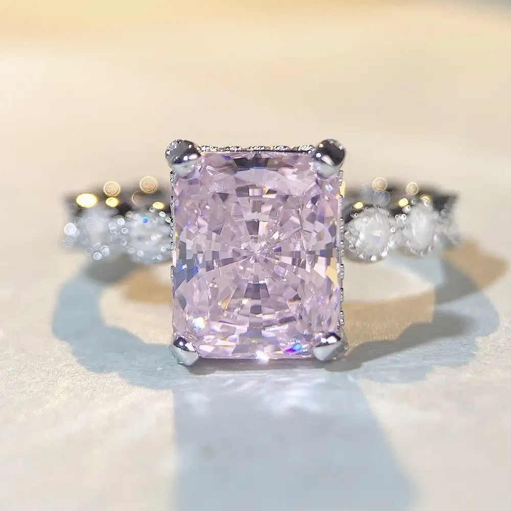 Radiant Engagement Ring 4ct 8.6*10.8 925 Silver High Carbon Diamond