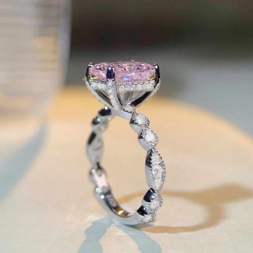 Radiant Engagement Ring 4ct 8.6*10.8 925 Silver High Carbon Diamond