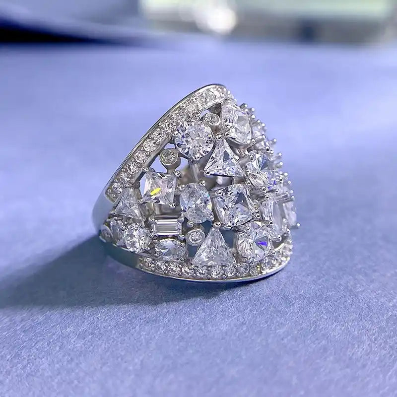 Engagement Ring 925 Silver High Carbon Diamond