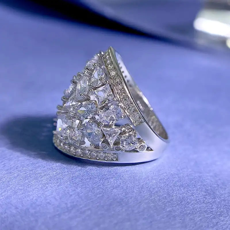 Engagement Ring 925 Silver High Carbon Diamond