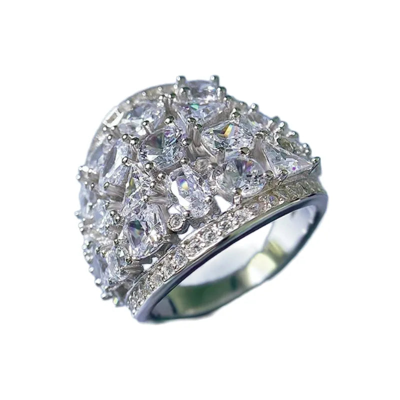 Engagement Ring 925 Silver High Carbon Diamond
