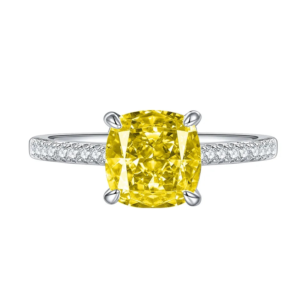 Cushion Engagement Ring 4.5ct 8*8 925 Silver High Carbon Diamond