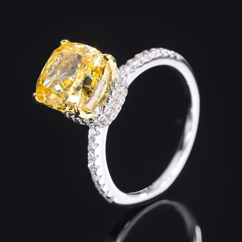 Cushion Engagement Ring 9*9 925 Silver High Carbon Diamond