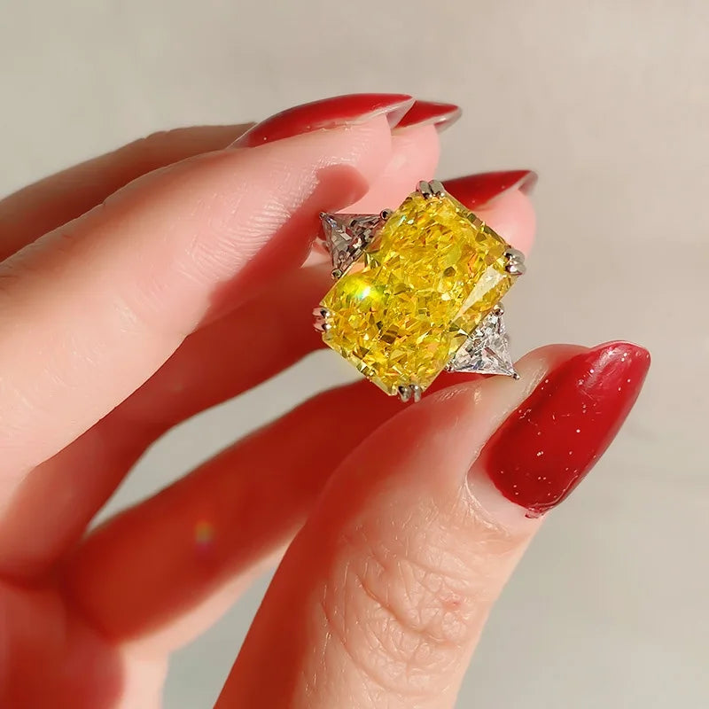 Radiant Engagement Ring 10*14 925 Silver High Carbon Diamond