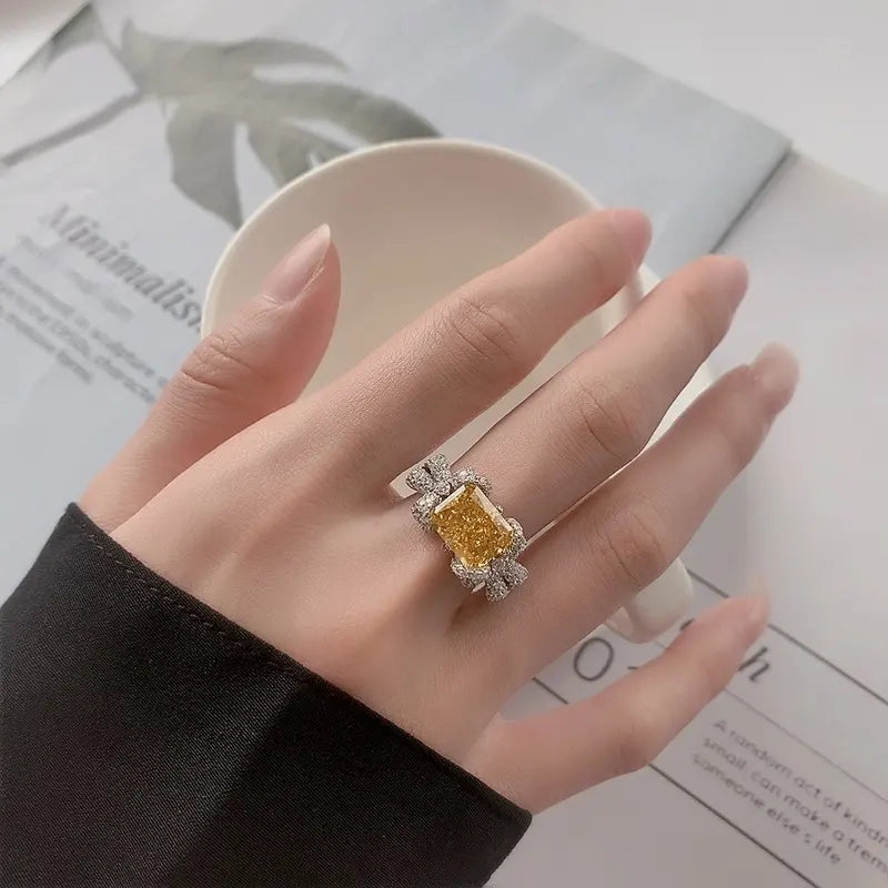 Radiant Engagement Ring 8*10 925 Silver High Carbon Diamond