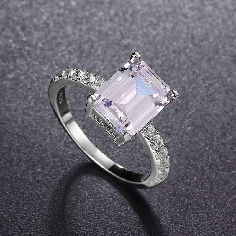 Emerald Engagement Ring 4ct 8*10 925 Silver Moissanite