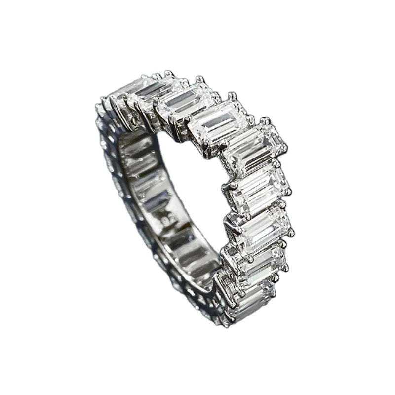 Emerald Engagement Ring 3*5 925 Silver High Carbon Diamond