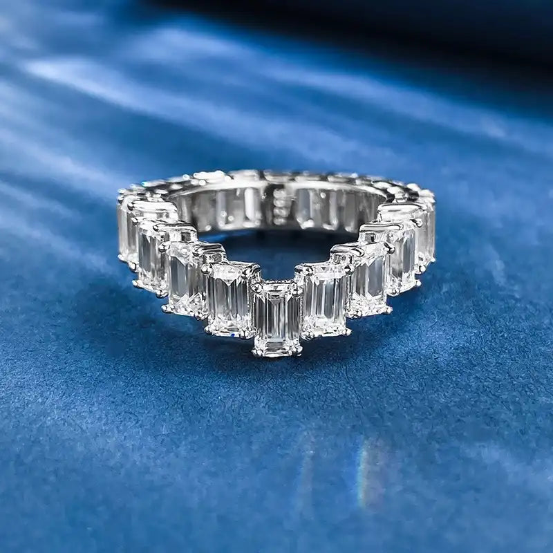 Emerald Engagement Ring 3*5 925 Silver High Carbon Diamond