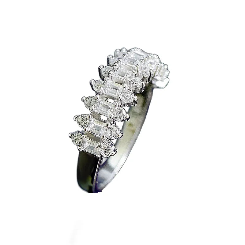 Emerald Engagement Ring 925 Silver Crown