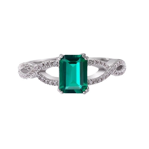 Emerald Engagement Ring 0.87ct 5*7 925 Silver High Carbon Diamond