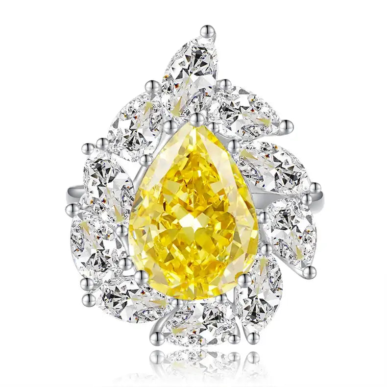 Pear Engagement Ring 12.8ct 10*14 925 Silver High Carbon Diamond