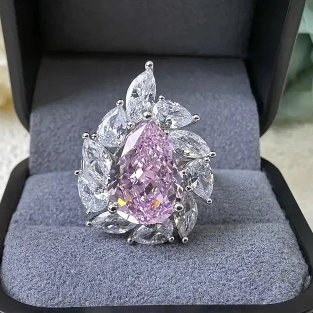 Pear Engagement Ring 12.8ct 10*14 925 Silver High Carbon Diamond