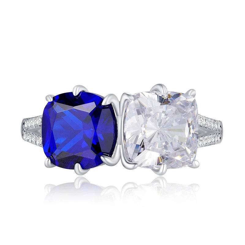 Cushion Engagement Ring 4ct 8*8 925 Silver High Carbon Diamond