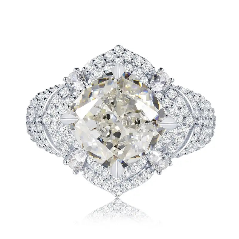 Cushion Engagement Ring 10*10 925 Silver High Carbon Diamond