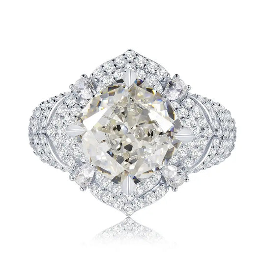Cushion Engagement Ring 10*10 925 Silver High Carbon Diamond