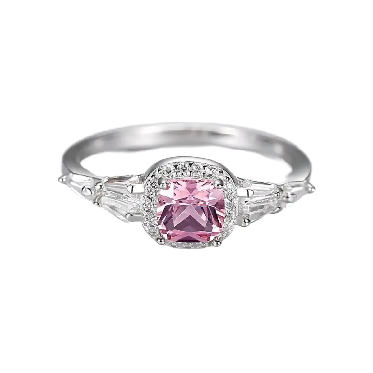 Cushion Engagement Ring 5*5 925 Silver Zircon