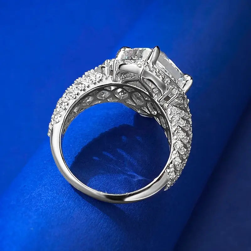 Cushion Engagement Ring 10*10 925 Silver High Carbon Diamond