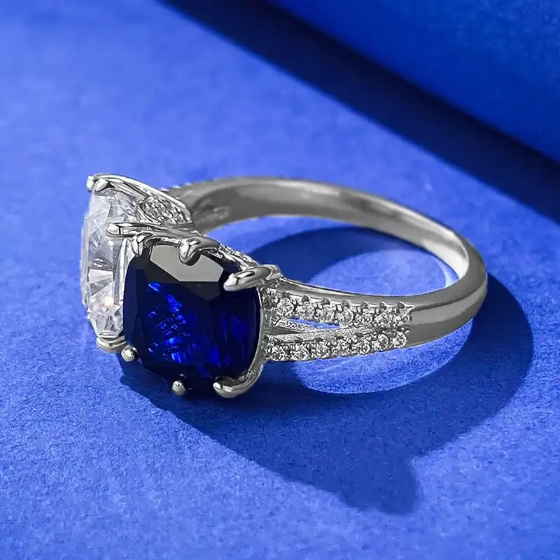 Cushion Engagement Ring 4ct 8*8 925 Silver High Carbon Diamond