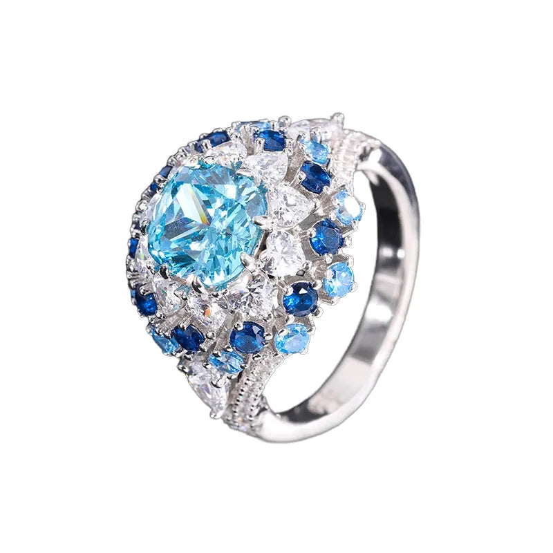 Cushion Engagement Ring 8*8 925 Silver High Carbon Diamond