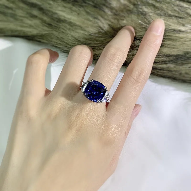 Cushion Engagement Ring 13*13 925 Silver High Carbon Diamond