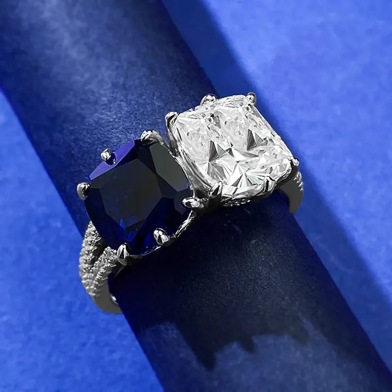 Cushion Engagement Ring 4ct 8*8 925 Silver High Carbon Diamond