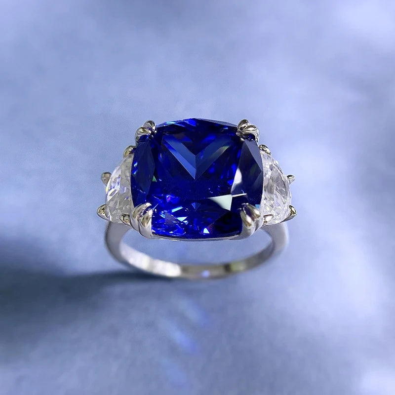 Cushion Engagement Ring 13*13 925 Silver High Carbon Diamond