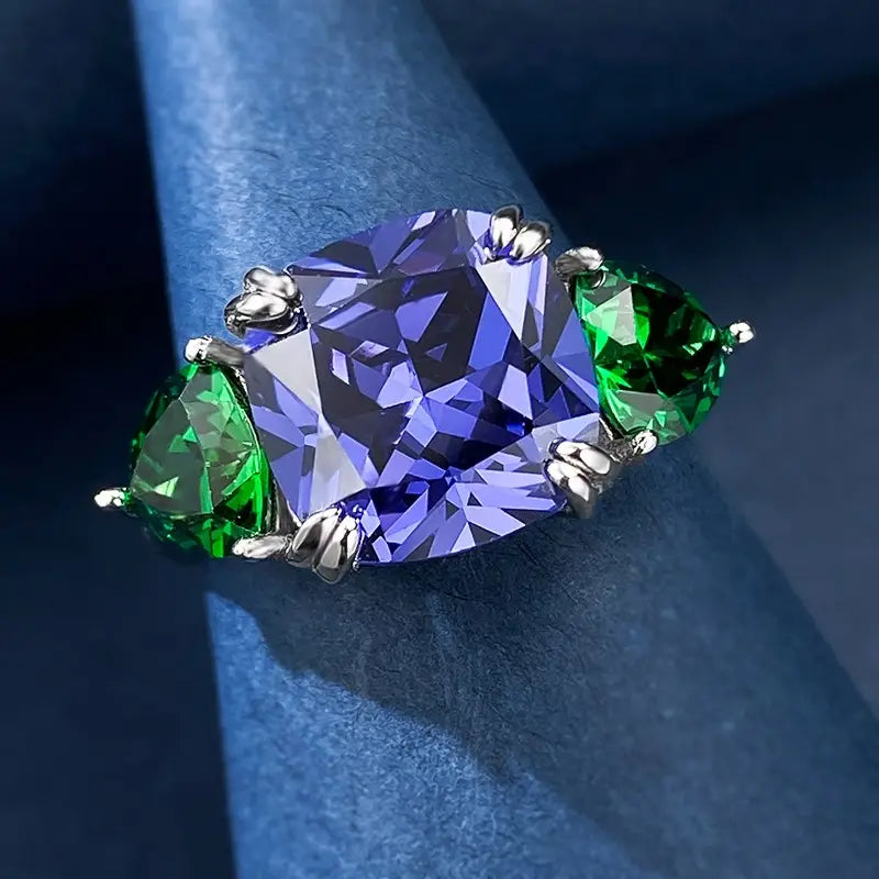 Cushion Engagement Ring 10*10 925 Silver Tanzanite