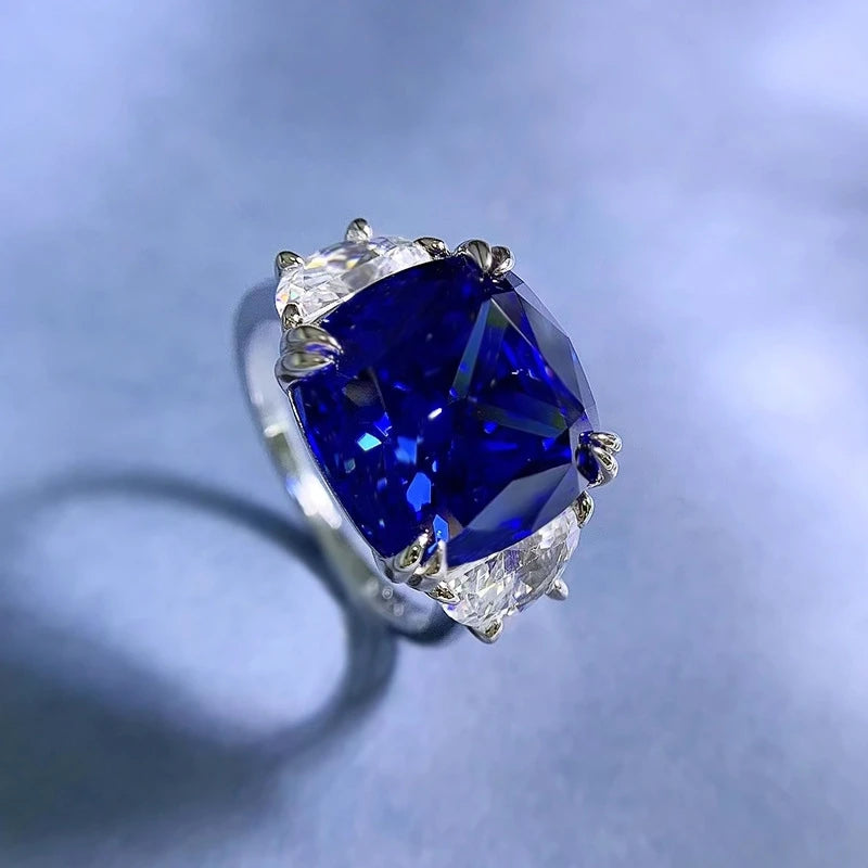 Cushion Engagement Ring 13*13 925 Silver High Carbon Diamond