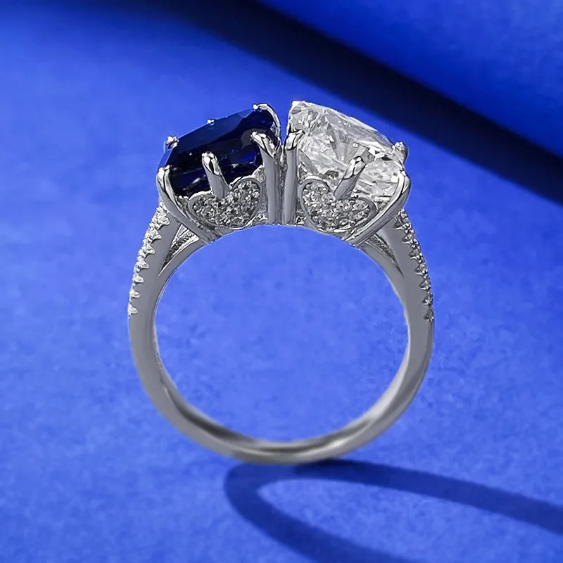 Cushion Engagement Ring 4ct 8*8 925 Silver High Carbon Diamond