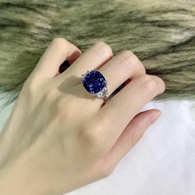 Cushion Engagement Ring 13*13 925 Silver High Carbon Diamond