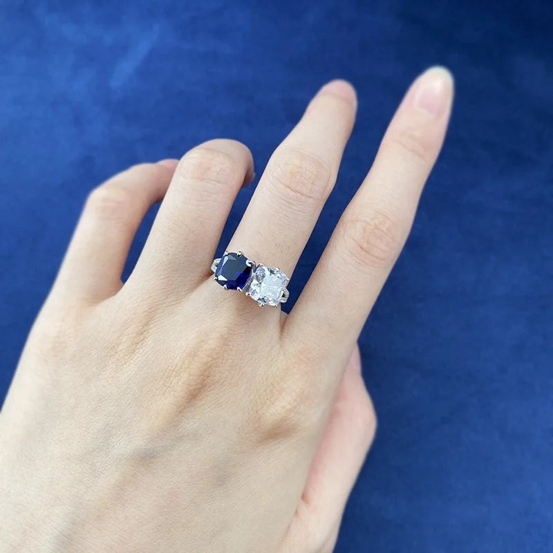Cushion Engagement Ring 4ct 8*8 925 Silver High Carbon Diamond